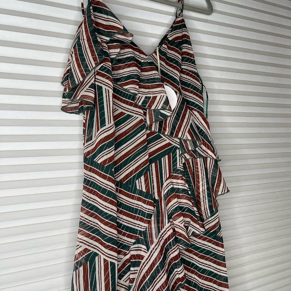 Luxxel Asymmetrical party evening dinner dress | Forest Green and Brown - Picture 6 of 6